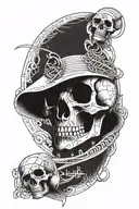 skull and egyiptom hieroglyph background soft+Thoth tattoo design idea