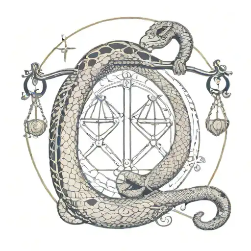 snake and Libra zodiac sign tattoo design idea