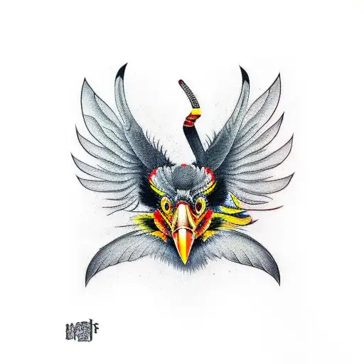 hornbill in flight  tattoo design idea