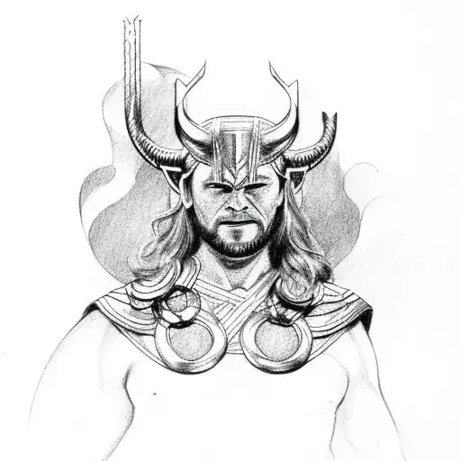 Thor and Loki and Odin and Raven and Runes tattoo design idea