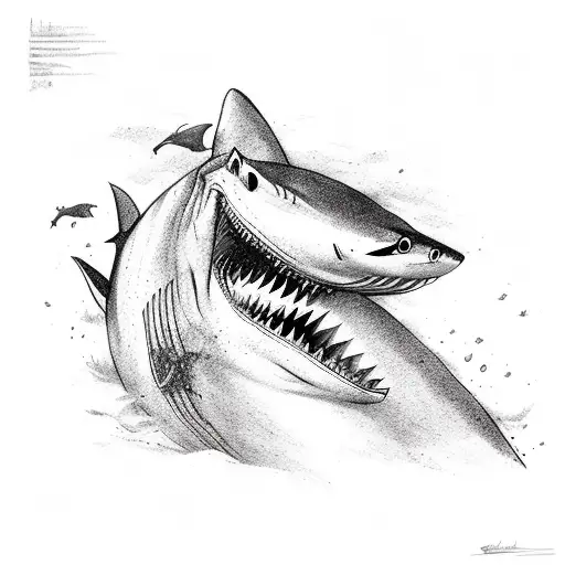 The upper body will be the shark and the lower the body of the mermaid  tattoo design idea