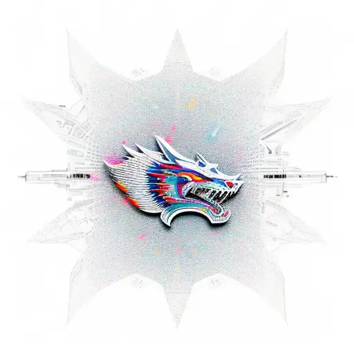 Von einem technischen Entwurf inspiriertes Design mit einem Ford Mustang im geometrischen Stil tattoo design idea