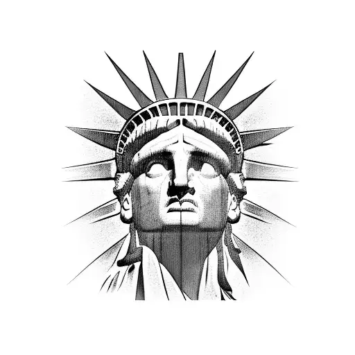 statue of liberty bald Eagle American flag tattoo design idea