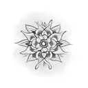 sprig of henna flowers in indian style tattoo design idea