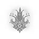 sprig of henna flowers in indian style tattoo design idea