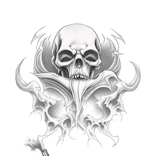 Grim Reaper in between heaven and hell tattoo design idea