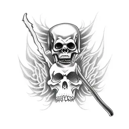Grim Reaper in between heaven and hell tattoo design idea