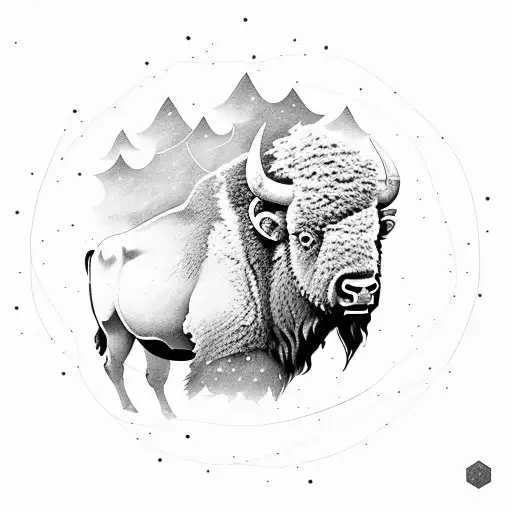 bison on the background of the starry sky tattoo design idea
