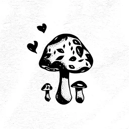 Magic mushrooms and love tattoo design idea