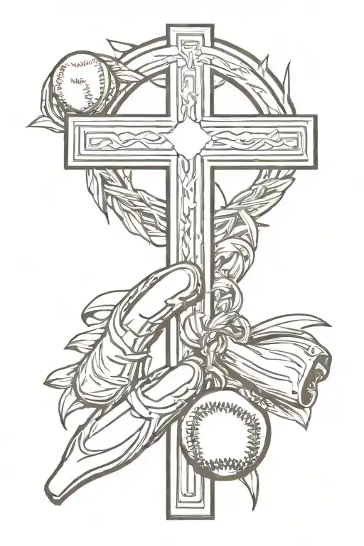 cross with a baseball  tattoo design idea