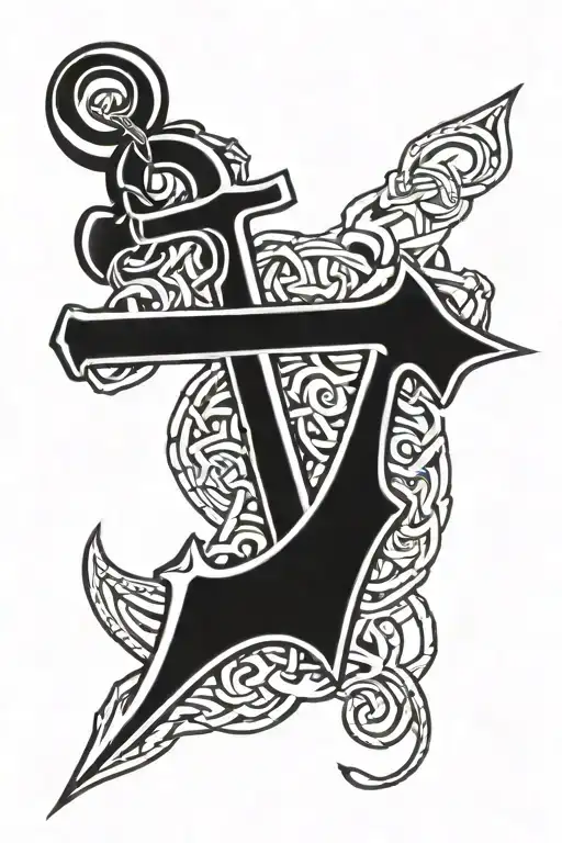 minimalist masculine black and white tribal Celtic anchor tattoo for stability and mental health tattoo design idea