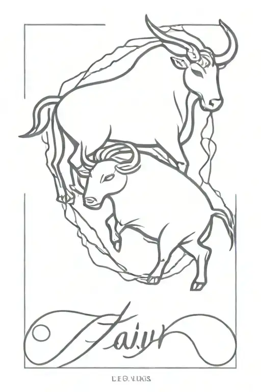 Leo and Taurus zodiac symbol tattoo design idea