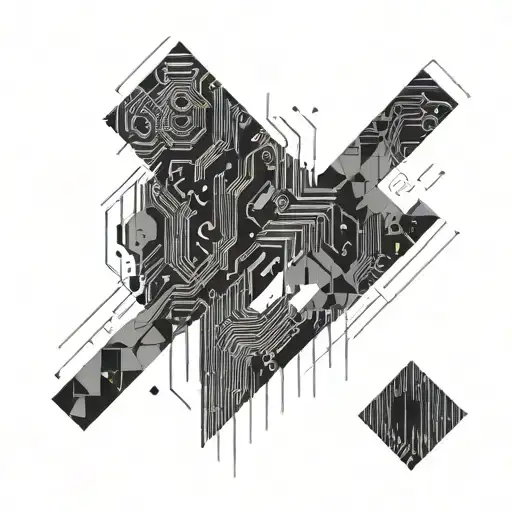 An abstract geometric design incorporating binary code elements, reflecting the client's love for computers and coding tattoo design idea
