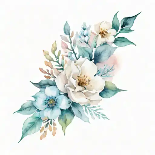 Helena nature minimalistic flowers tattoo design idea