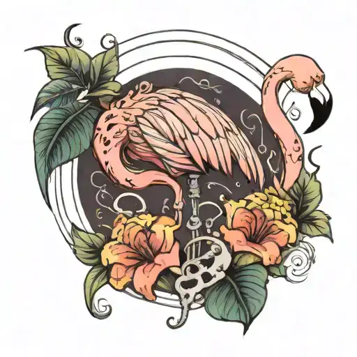 flamingo skeleton looking tattoo design idea