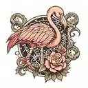 flamingo skeleton looking tattoo design idea