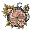 flamingo skeleton looking tattoo design idea