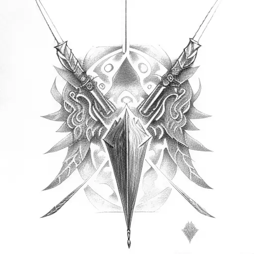 Narsil sword in half with a raven feather tattoo design idea