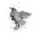 raven feathers falling down spine tattoo design idea