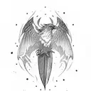 Narsil sword with a raven feather tattoo design idea