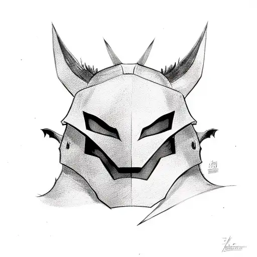 Cubone wearing a Batman mask tattoo design idea