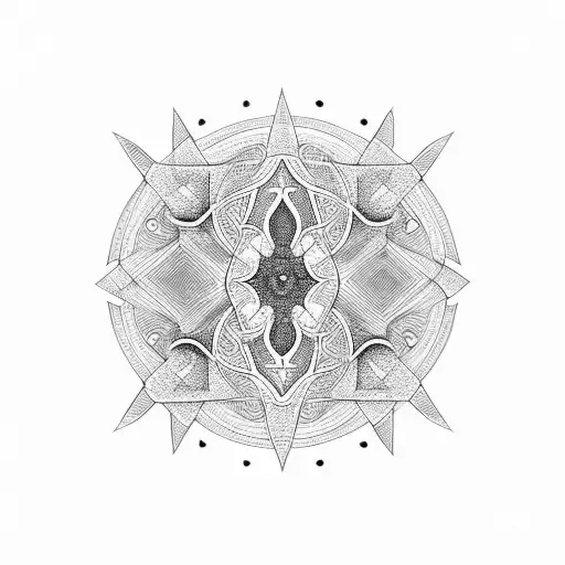 symmetrical lines with bold outlines tattoo design idea