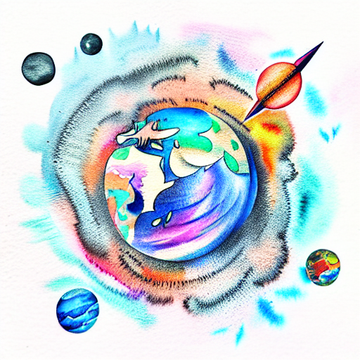 watercolor planets tattoo design idea