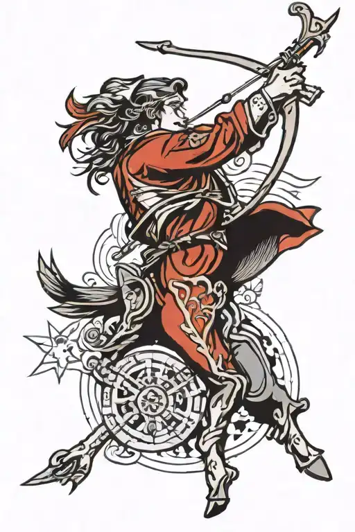 Sagittarius archer shooting tattoo design idea