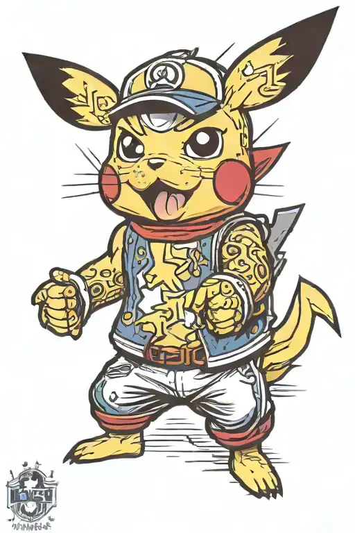Pikachu wearing a high school wrestling singlet   tattoo design idea
