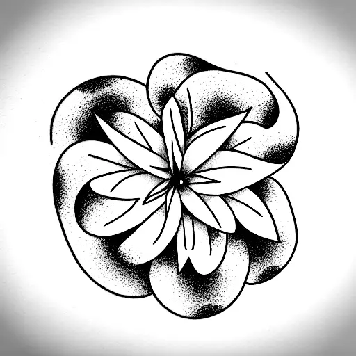 Vinyl disc with a jasmin flower in a cordobesian califal arch tattoo design idea