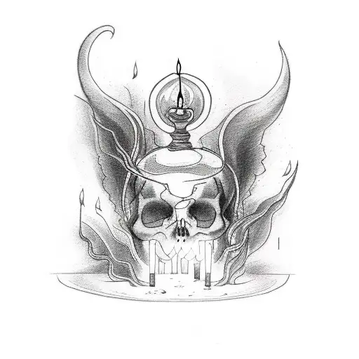 tattoo of a soul leaving the body of an animal, with candles illuminating the scene tattoo design idea