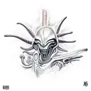 xenomorph vs samurai tattoo design idea