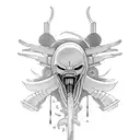 xenomorph fighting samurai tattoo design idea