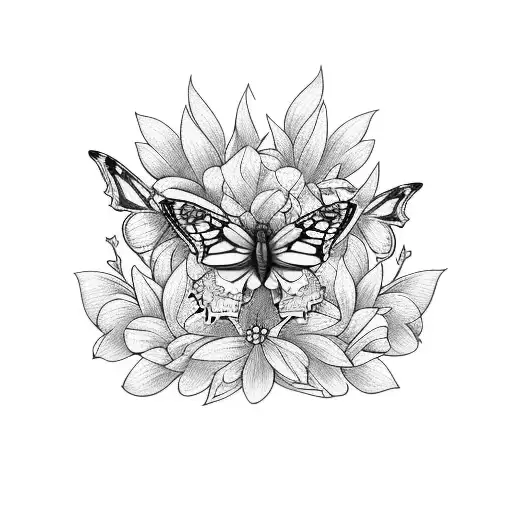 Butterflys with flower bushes,  going around Lower arm tattoo design idea