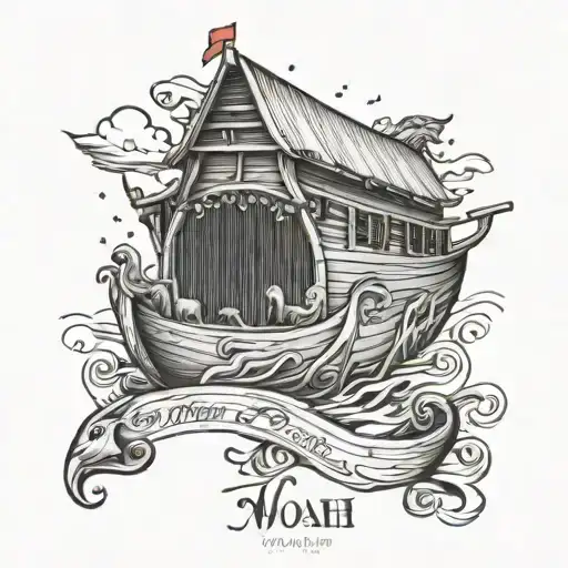 Noah name in Noah's Ark tattoo design idea