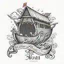 Noah name in Noah's Ark tattoo design idea
