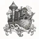 Noah name in Noah's Ark tattoo design idea