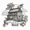 Noah name in Noah's Ark tattoo design idea