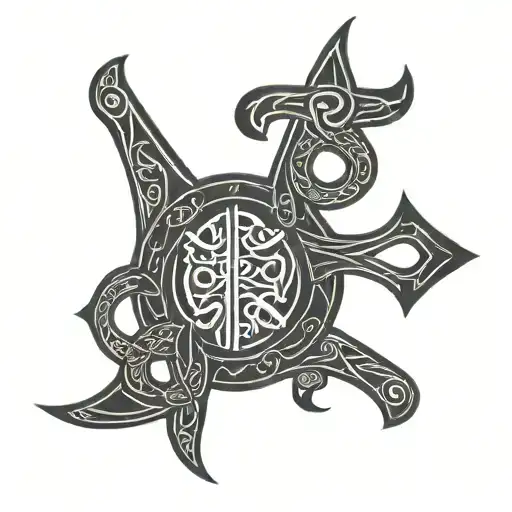 norse design with CORA written in runes tattoo design idea