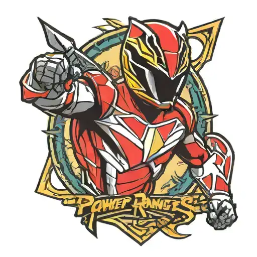 power rangers logo blended tattoo design idea