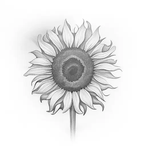 Red sunflower with a stem that says worthy tattoo design idea