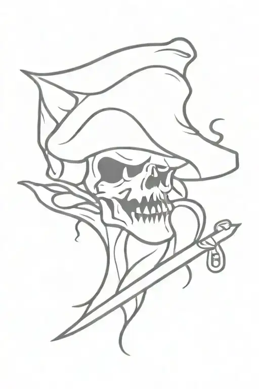 ghost pirate smoke behind tattoo design idea