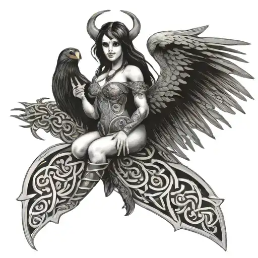 The Morrigan with Celtic  tattoo design idea