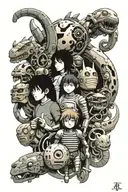 ghibli characters tattoo design idea