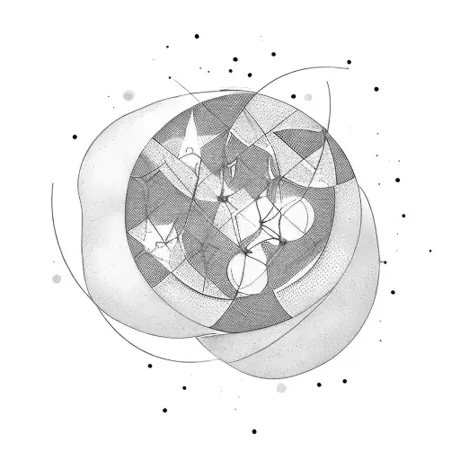 Minimalistic binary code forming the shape of a young moon and two stars tattoo design idea