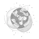 Minimalistic binary code forming the shape of a young moon and two stars tattoo design idea