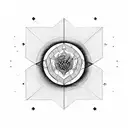 Minimalistic binary code forming the shape of a young moon and two stars tattoo design idea