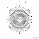 Minimalistic binary code forming the shape of a young moon and two stars tattoo design idea