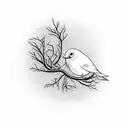 A single continuous line representation of a bird on a curving branch tattoo design idea