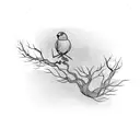 A single continuous line representation of a bird on a curving branch tattoo design idea